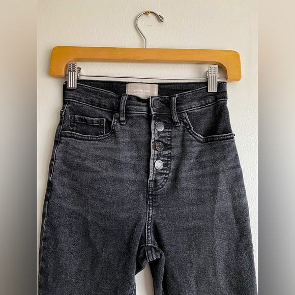 EVERLANE High Rise Authentic Stretch Modal Stretch Skinny Jeans Button Fly Black - Picture 5 of 11